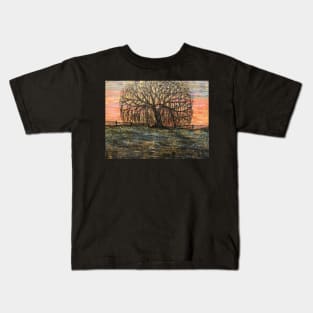 Serene Willow Sunset Kids T-Shirt